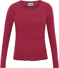 Jalfe - uldbluse plain melange, kirsch